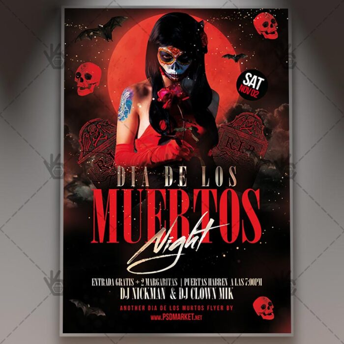 Dia De Los Muertos Night - Mexican Flyer PSD Template - Image 1