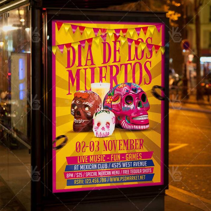 Dia De Los Muertos Party - Mexican Flyer PSD Template - Image 3
