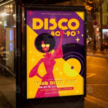 Disco 80s-90s - Club Flyer PSD Template - PSDmarket