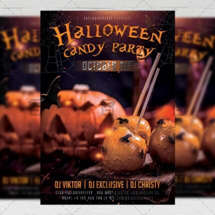 Halloween Candy Party - Seasonal A5 Flyer Template