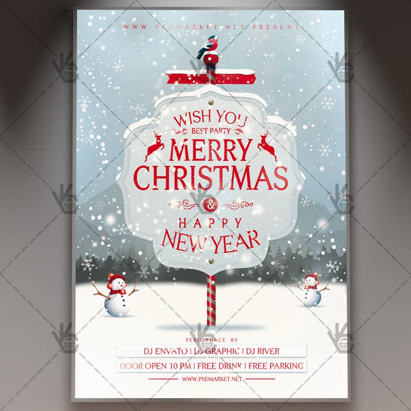 happy_merry_christmas_flyer_psdmarket_1.jpg Happy Merry Christmas - Winter Flyer PSD Template - Image 1