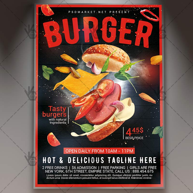 super_burger_flyer_psdmarket_1.jpg Super Burger - Food Flyer PSD Template - Image 1