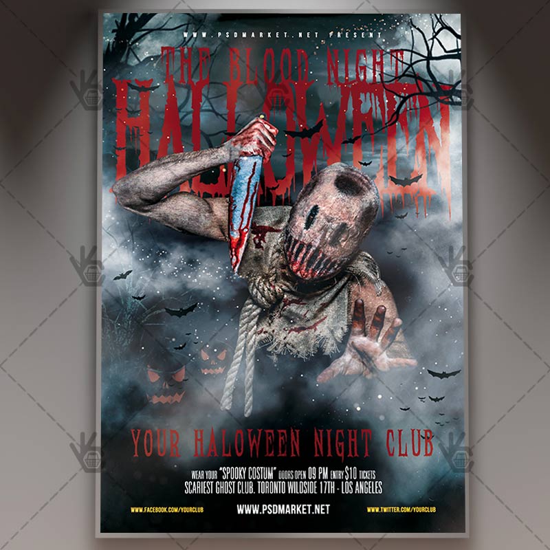 the_blood_night_halloween_flyer_psdmarket_1.jpg The Blood Night Halloween - Seasonal Flyer PSD Template - Image 1