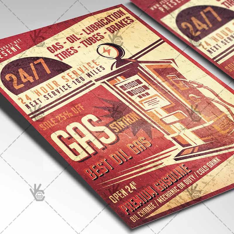 Vintage Gas Station - Business Flyer PSD Template - Image 2