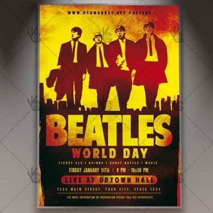 Download Beatles World Day - Club Flyer PSD Template
