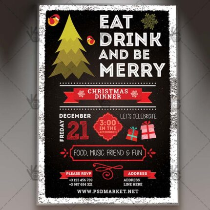Download Christmas Dinner - Winter A5 Flyer PSD Template