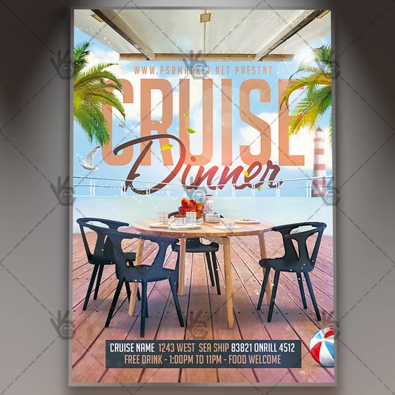 cruise_dinner_flyer_psdmarket_1.jpg Cruise Dinner - Travel Flyer PSD Template - Image 1
