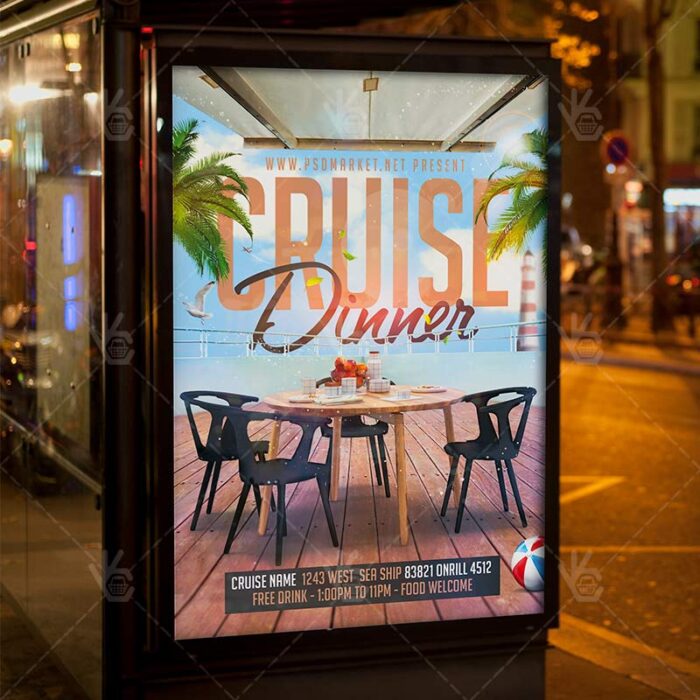 Cruise Dinner - Travel Flyer PSD Template - Image 3