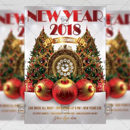 Download New Year 2018 PSD Flyer Template Now