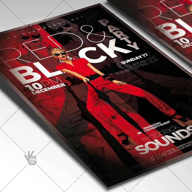 red_and_black_party_flyer_psdmarket_2.jpg Download Club Flyer PSD Template Red and Black Party - 2