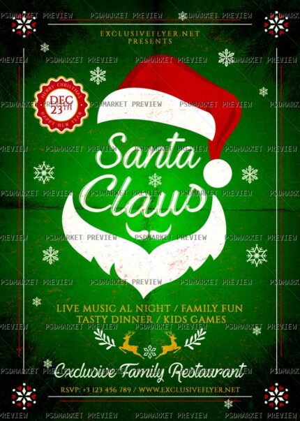 Santa Claus – Seasonal A5 Flyer Template protected artwork preview