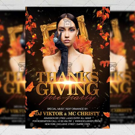 Download Thanksgiving Pre-party PSD Flyer Template Now