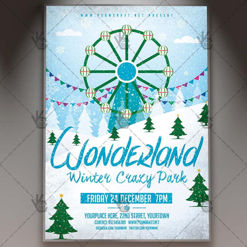 winter_wonderland_flyer_psdmarket_1.jpg Winter Wonderland - Seasonal Flyer PSD Template - Image 1