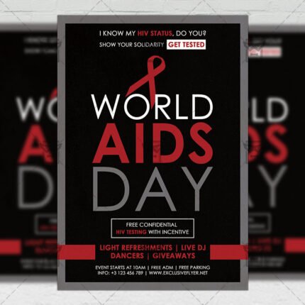 Download World Aids Day Free Seasonal A5 Flyer PSD Template Now