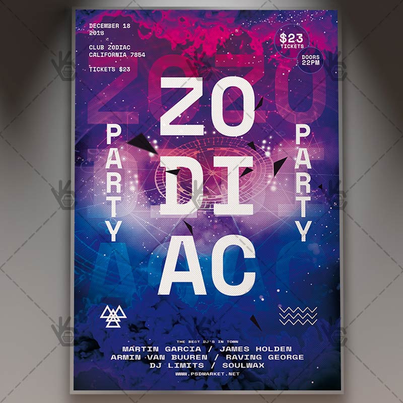 zodiac_party_flyer_psdmarket_1.jpg Zodiac Party - Club Flyer PSD Template - Image 1