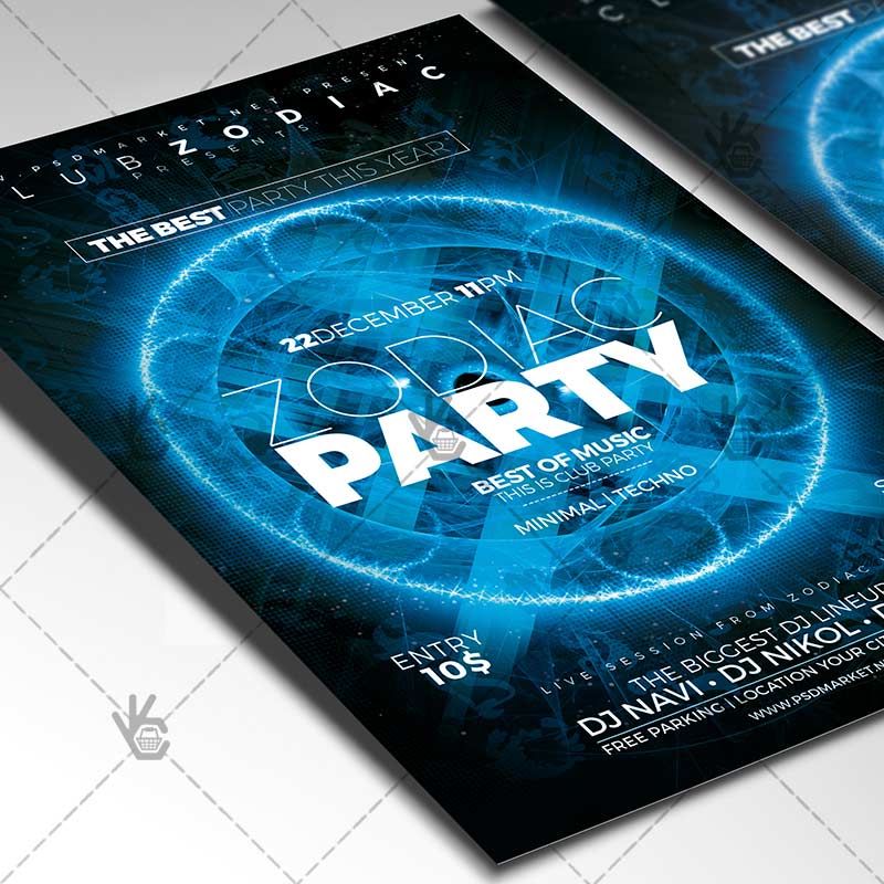 zodiac_party_night_flyer_psdmarket_2.jpg Zodiac Party Night - Club Flyer PSD Template - Image 2