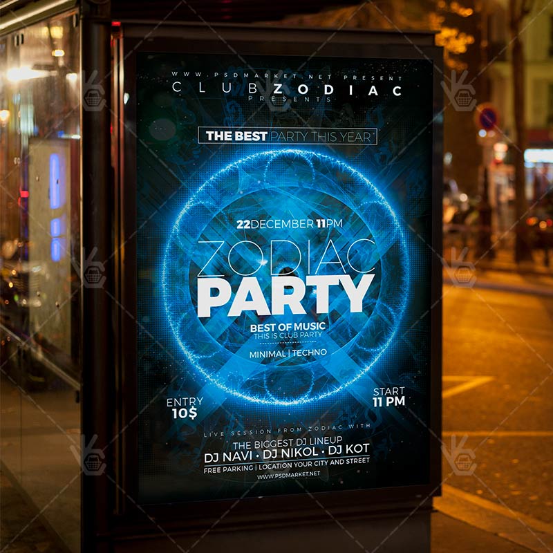 zodiac_party_night_flyer_psdmarket_3.jpg Zodiac Party Night - Club Flyer PSD Template - Image 3