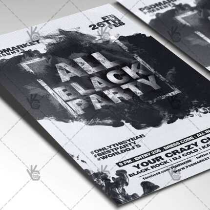 Download All Black Party - Club Flyer PSD Template-2