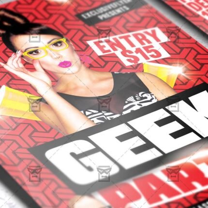 Download Geek Party PSD Flyer Template Now