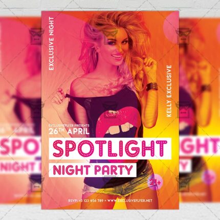 Download Spotlight Night Party PSD Flyer Template Now