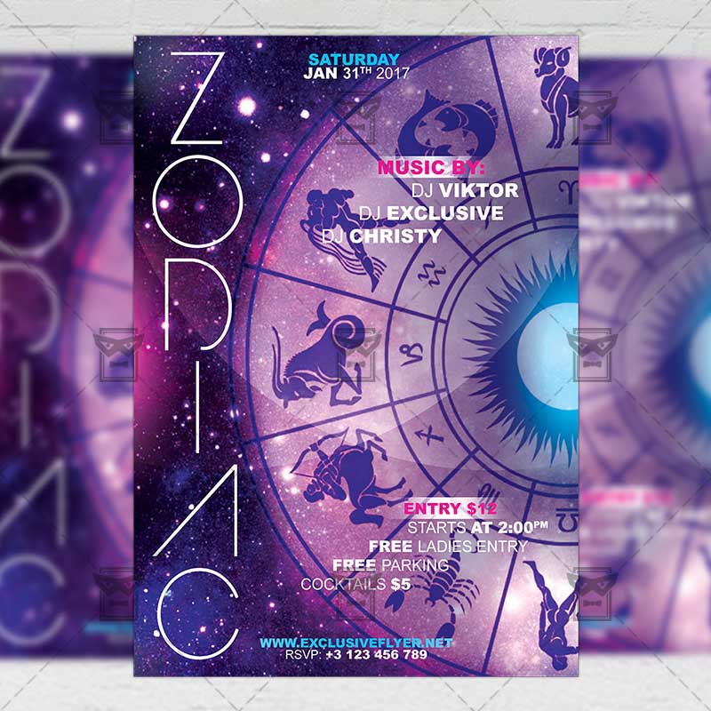 zodiac_party_night-premium-flyer-template-1.jpg Download Zodiac Party Night PSD Flyer Template Now