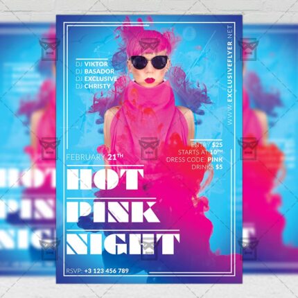 Download Hot Pink Night PSD Flyer Template Now