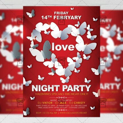 Download Love Night Party PSD Flyer Template Now