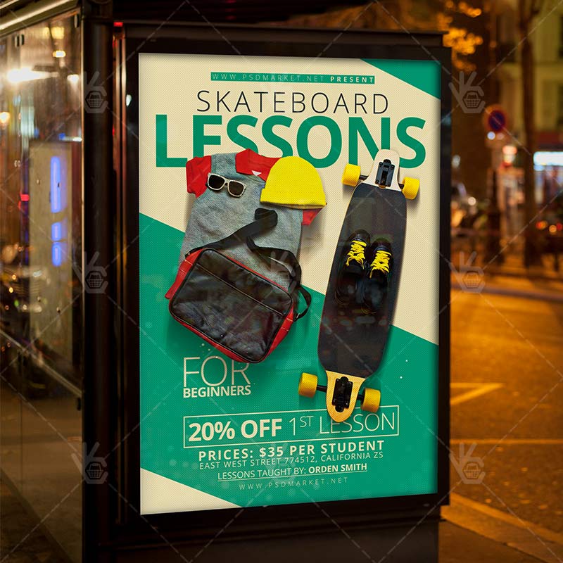 skateboard_lessons_flyer_psd_psdmarket_3.jpg Download Skateboard Lessons - Sport Flyer PSD Template-3