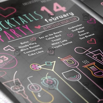 Download Valentines Cocktails Party PSD Flyer Template Now