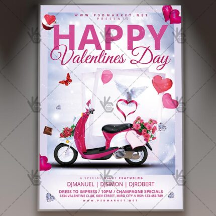Download Valentines Day Night - Seasonal Flyer PSD Template