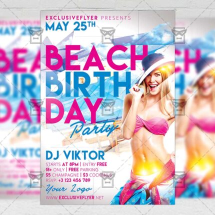 Download Birthday On The Beach PSD Flyer Template Now