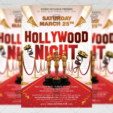 Download Hollywood Night PSD Flyer Template Now