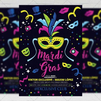 Download Mardi Gras Celebration PSD Flyer Template Now