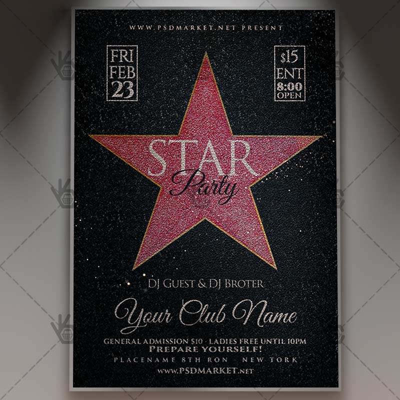 star_party_flyer_psd_psdmarket_1.jpg Download Star Party - Club Flyer PSD Template