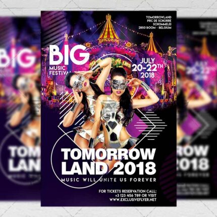 Download Tomorrowland Festival PSD Flyer Template Now