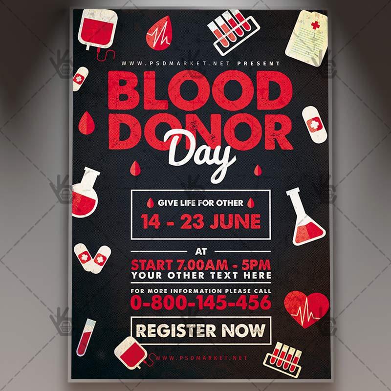 blood_donor_day_flyer_psd_psdmarket_1.jpg Download Blood Donor Day Flyer - Community PSD Template