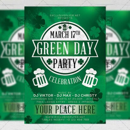 Download Green Day Party PSD Flyer Template Now