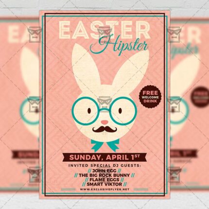 Download Hipster Easter Party PSD Flyer Template Now