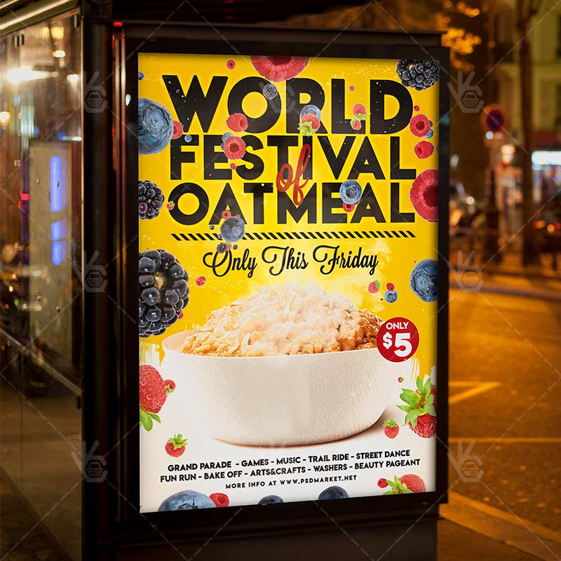 Download World Festival of Oatmeal Flyer - Food PSD Template-3