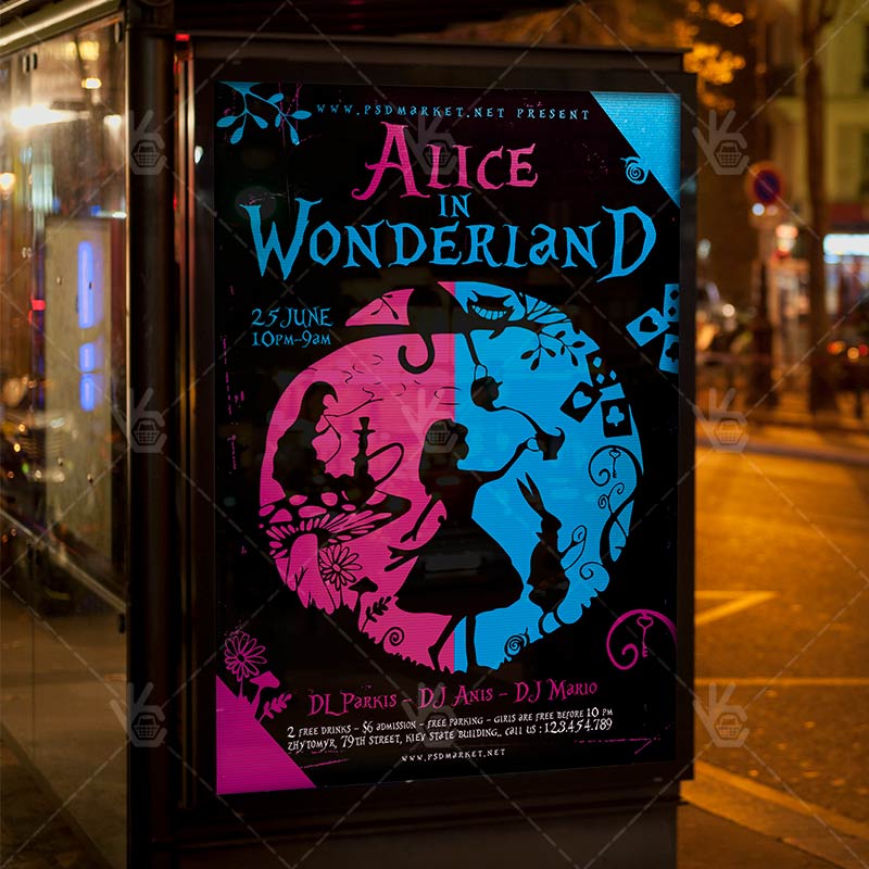 alice_in_wonderland_flyer_psd_psdmarket_3.jpg Download Alice in Wonderland Flyer - PSD Template-3