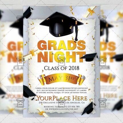 Download Grads Night PSD Flyer Template Now