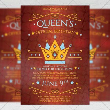 Download Queens Official Birthday PSD Flyer Template Now