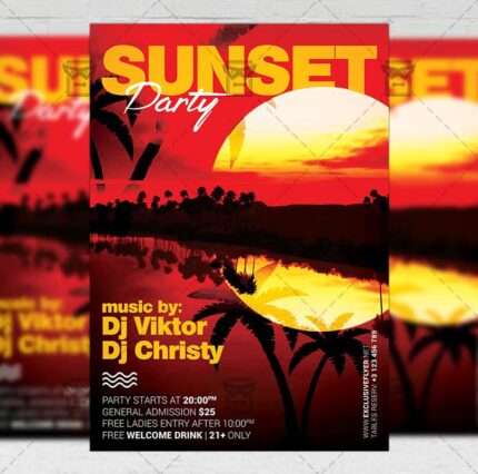 Download Sunset Party PSD Flyer Template Now