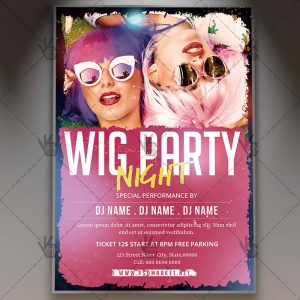 wig party invitations Archives PSDmarket