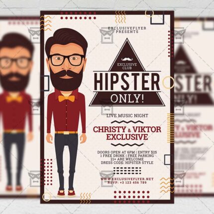 Download Hipster Only PSD Flyer Template Now