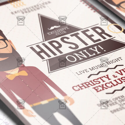 Download Hipster Only PSD Flyer Template Now