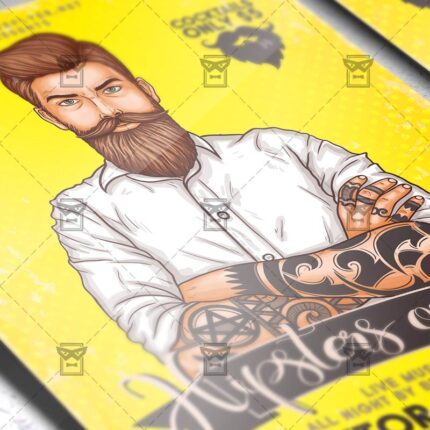 Download Hipster Only Party PSD Flyer Template Now