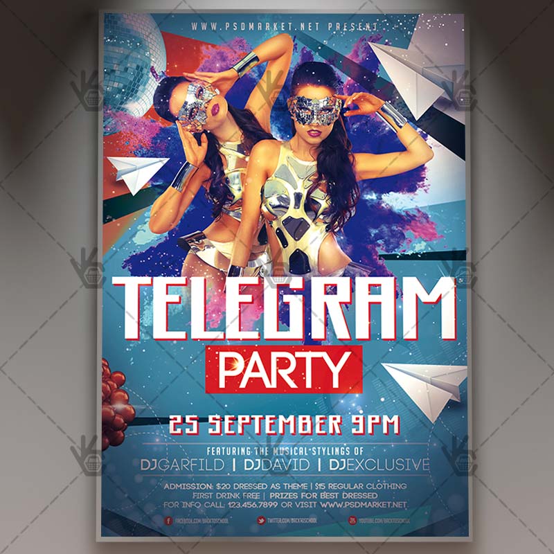 telegram_party_flyer_psd_psdmarket_1.jpg Download Telegram Party Flyer - PSD Template