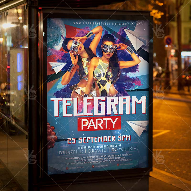telegram_party_flyer_psd_psdmarket_3.jpg Download Telegram Party Flyer - PSD Template-3