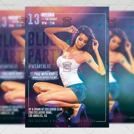 Download Blue Party PSD Flyer Template Now